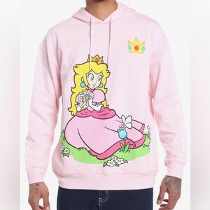 Nintendo Super Mario Bros Princess Peach Hoodie Sweater Pink